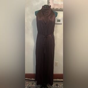NICHOLAS Burgundy and Black Silk Snake-print Sleeveless Jumpsuit size 10